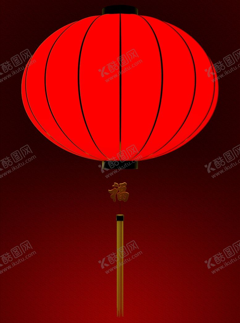 编号：23343010060346554578【酷图网】源文件下载-吊福字大红笼正视夜间点灯效果图