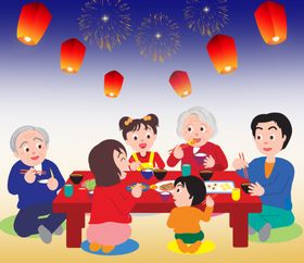 卡通家庭团圆饭家庭团圆