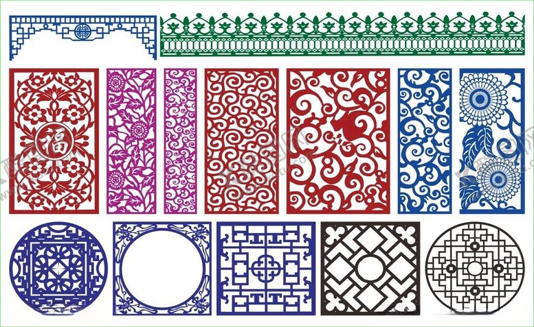 编号：45951211020345292135【酷图网】源文件下载-窗花镂空花纹屏风隔断雕花