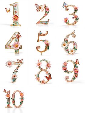 花卉装饰数字集合