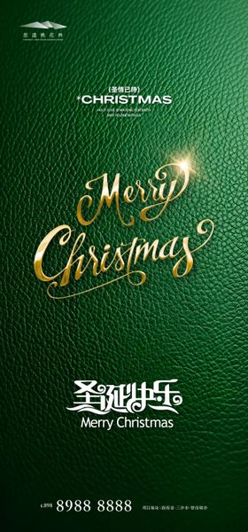 圣诞节品质绿金海报