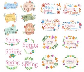 春季主题装饰花环设计元素