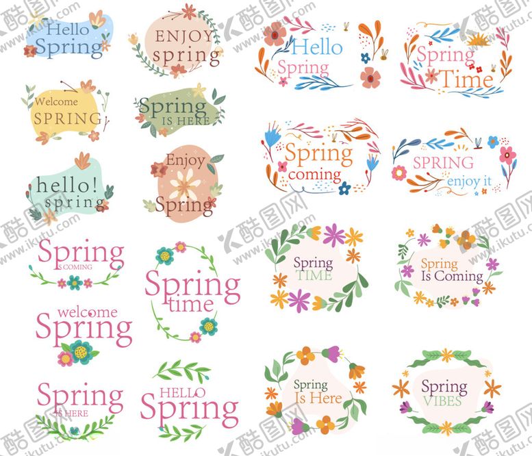 编号：59684604060325436297【酷图网】源文件下载-春季主题装饰花环设计元素