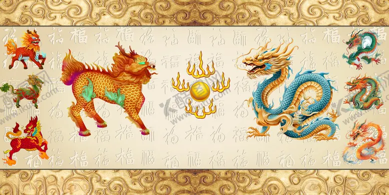 编号：67010302100320073037【酷图网】源文件下载-龙纹背景墙