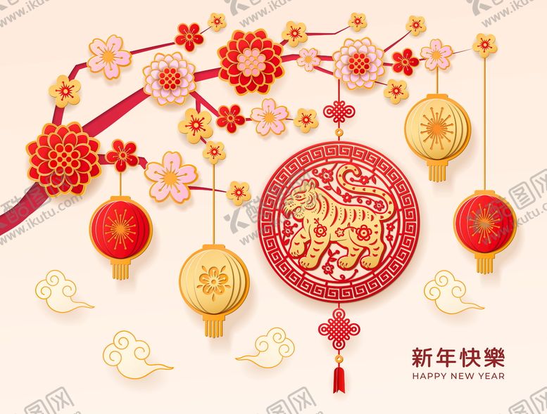 编号：52866411121245033226【酷图网】源文件下载-新年春节海报插画    