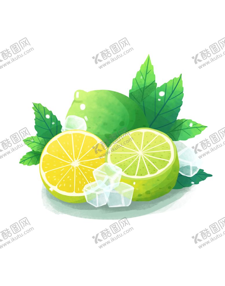 编号：35684009301421400736【酷图网】源文件下载-柠檬薄荷冰块