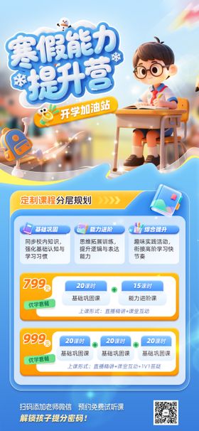 寒假能力提升营教育培训海报