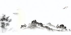 中国风水墨喜庆背景船潮楼宇大气