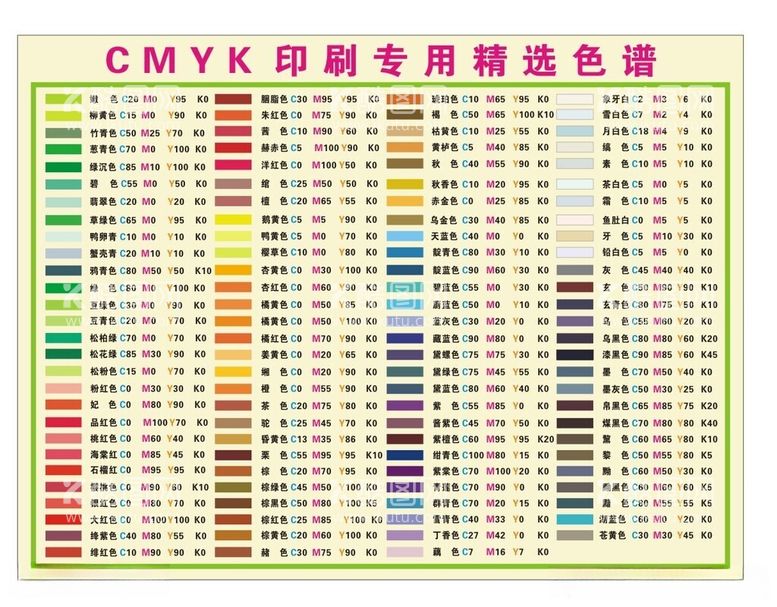 编号：86938912152357118311【酷图网】源文件下载-CMYK精选色值表