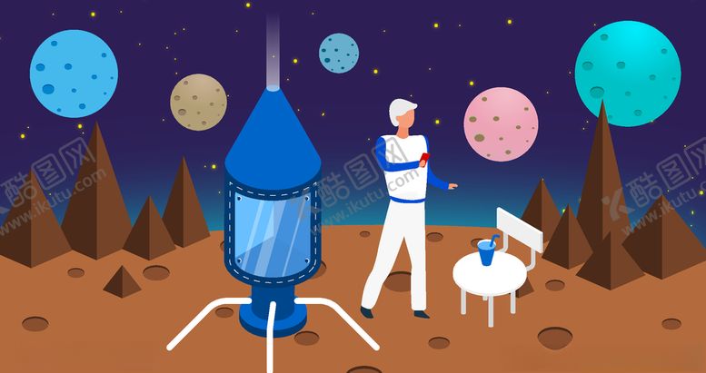 编号：22671110161942045741【酷图网】源文件下载-太空宇宙主题插画