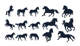 骏马奔腾剪影图