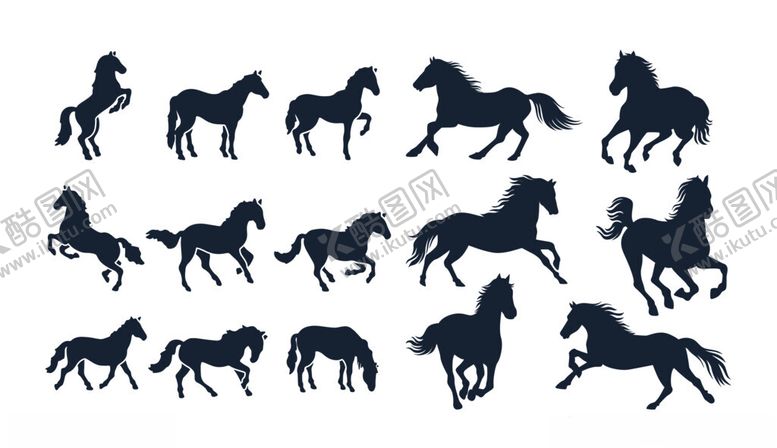 编号：65761104010316248116【酷图网】源文件下载-骏马奔腾剪影图