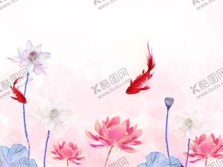 编号：92197809172309201301【酷图网】源文件下载-荷花锦鲤装饰画
