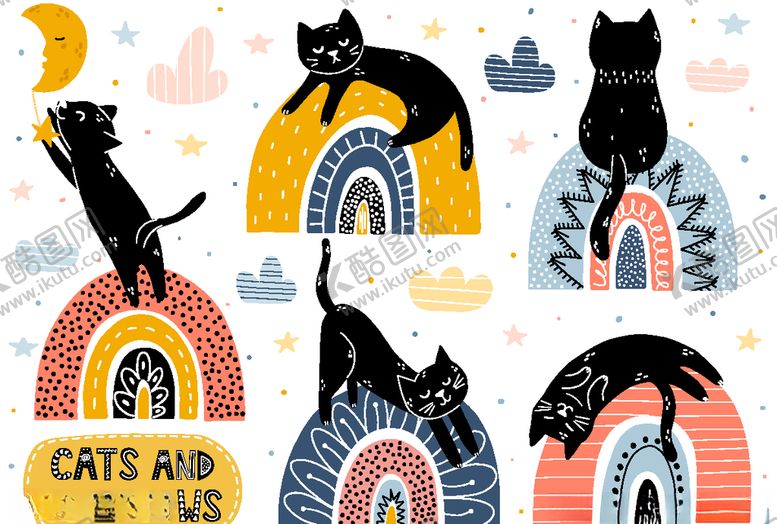 编号：48123310140012018185【酷图网】源文件下载-卡通猫咪花纹图案