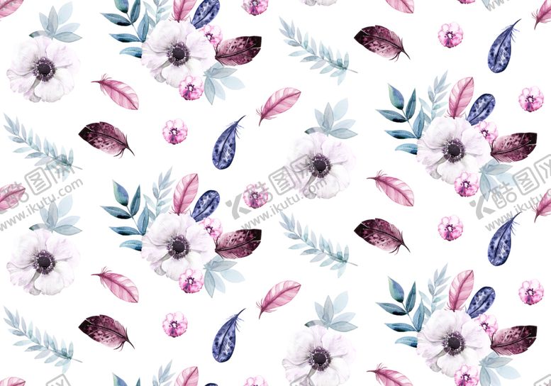 编号：44850810152110429206【酷图网】源文件下载-水彩花朵创意图案