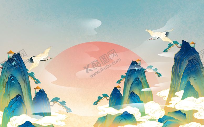 编号：80527005141526404798【酷图网】源文件下载-山水传统古风国风插画背景素材