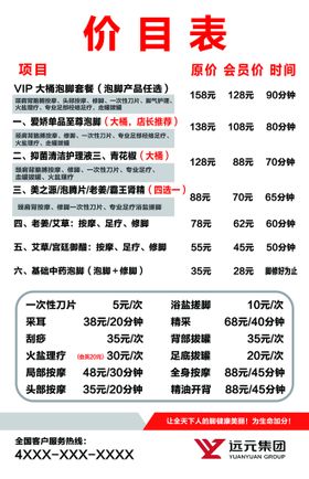 编号：14603809240744162130【酷图网】源文件下载-修脚价目表