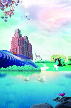 山水海报大背景健康自然肌理