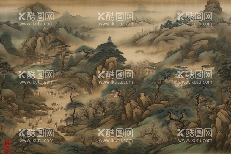 编号：86698112251745082131【酷图网】源文件下载-国画山村