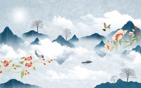中国风背景墙室内设计照相馆家装