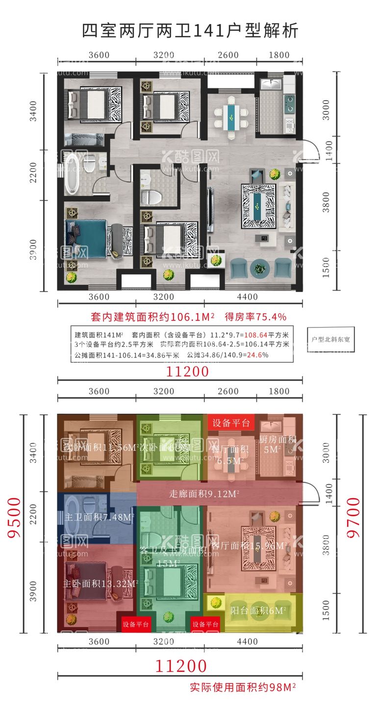 编号：42912312031840439150【酷图网】源文件下载-户型图解析