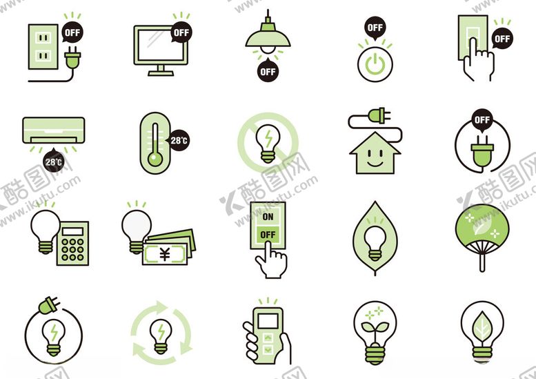 编号：92245609240505249515【酷图网】源文件下载-绿色智能家居图标集合