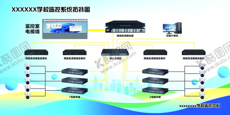 编号：51850802080237067702【酷图网】源文件下载-学校监控拓扑图