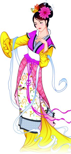 古代美女弹琴素材