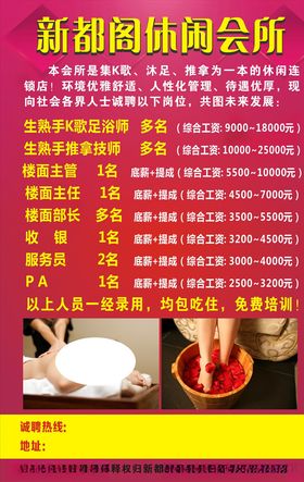 休闲会所招聘海报