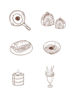 手绘食物线描食物食物线稿