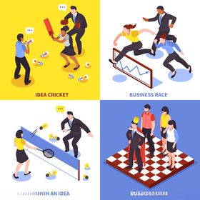 职场博弈场景插画展示