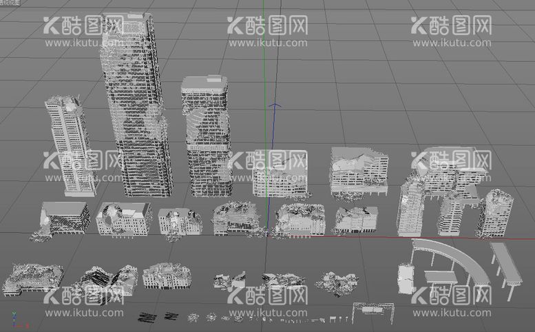 编号：50270812301356244735【酷图网】源文件下载-C4D模型 末日城市废墟