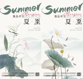 夏至节气海报荷花二十四鱼