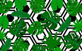 线条矢量手绘花草植物五叶卧室背景传统图案