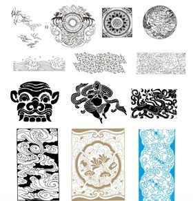 古典花纹底边框兽矢量底