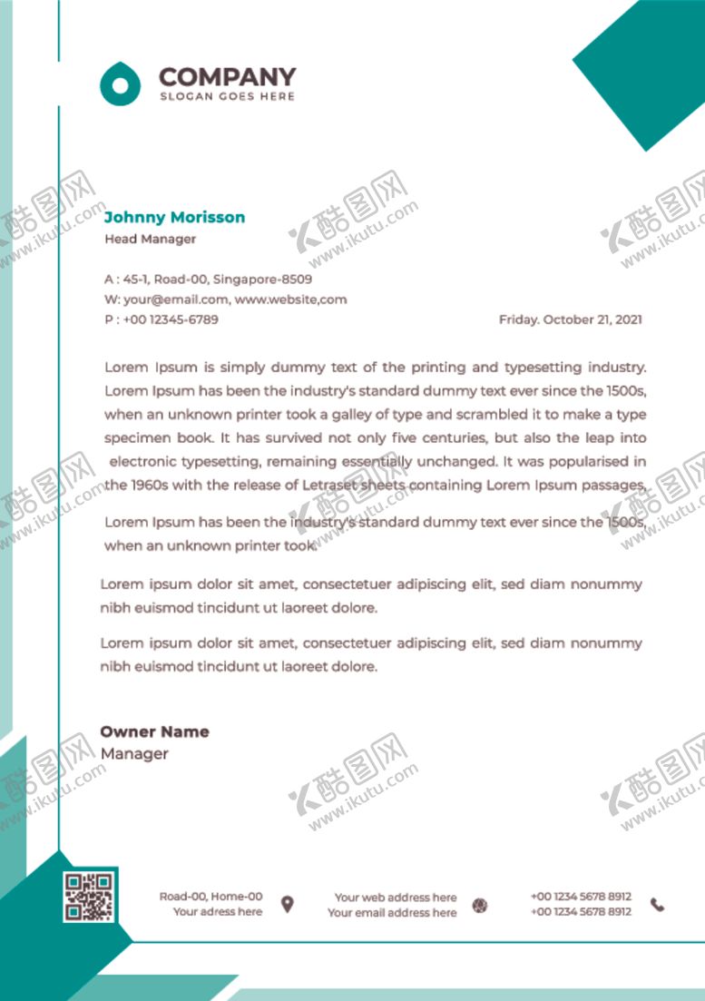 编号：43923209121554016595【酷图网】源文件下载-商务信笺模板