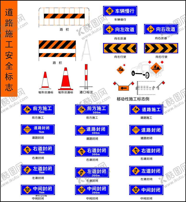 编号：11058301140728443701【酷图网】源文件下载-道路施工安全标志