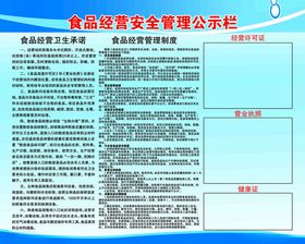 食品经营安全管理公示栏