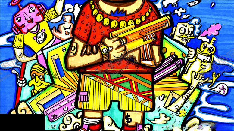 编号：91063004081815185967【酷图网】源文件下载-街头涂鸦风格的多彩人物画