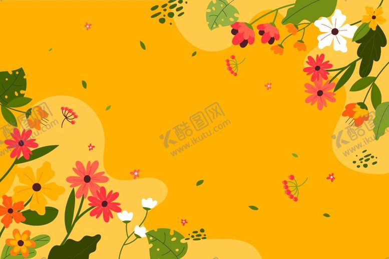 编号：80829012032005368561【酷图网】源文件下载-卡通手绘春天花朵背景
