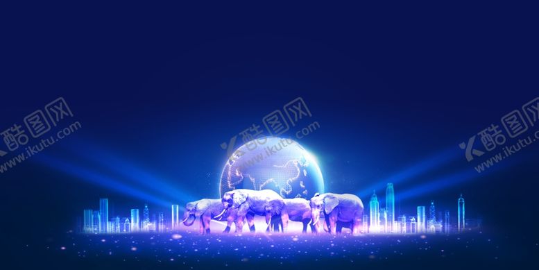 编号：63676709192038227409【酷图网】源文件下载-繁华中心大象走过