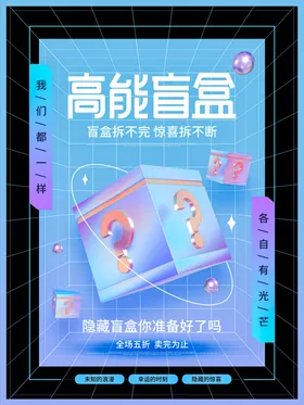 潮玩盲盒海报图片展架拆宣传设计