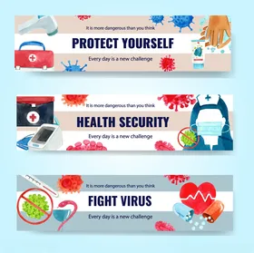 健康防护横幅设计素材