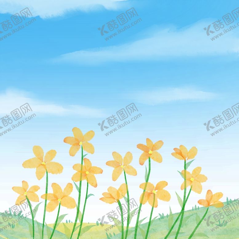 编号：85074511301630288134【酷图网】源文件下载-蓝天白云小花背景图