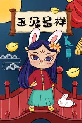 兔年海报喜庆贺卡民俗
