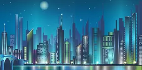 多彩城市建筑元素插画