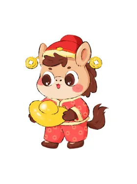 可爱马年卡通形象手绘插画