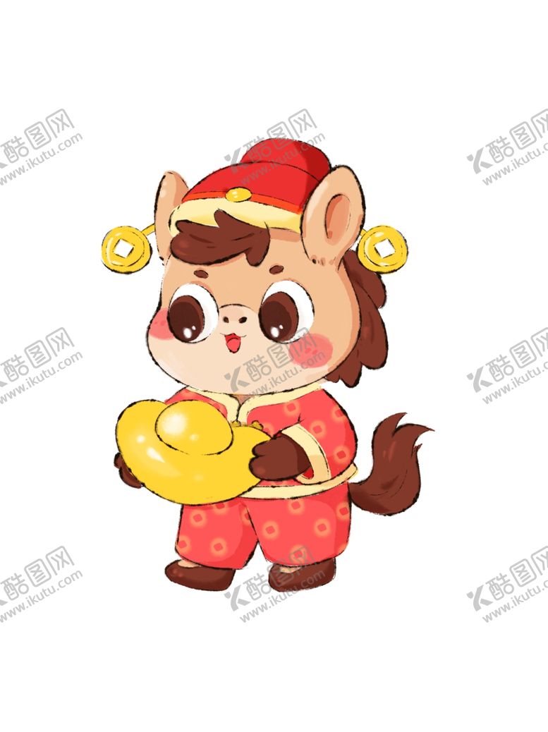 编号：13357704031017379473【酷图网】源文件下载-可爱马年卡通形象手绘插画