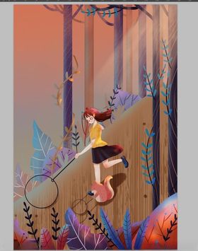 梦幻森林中的骑行女孩