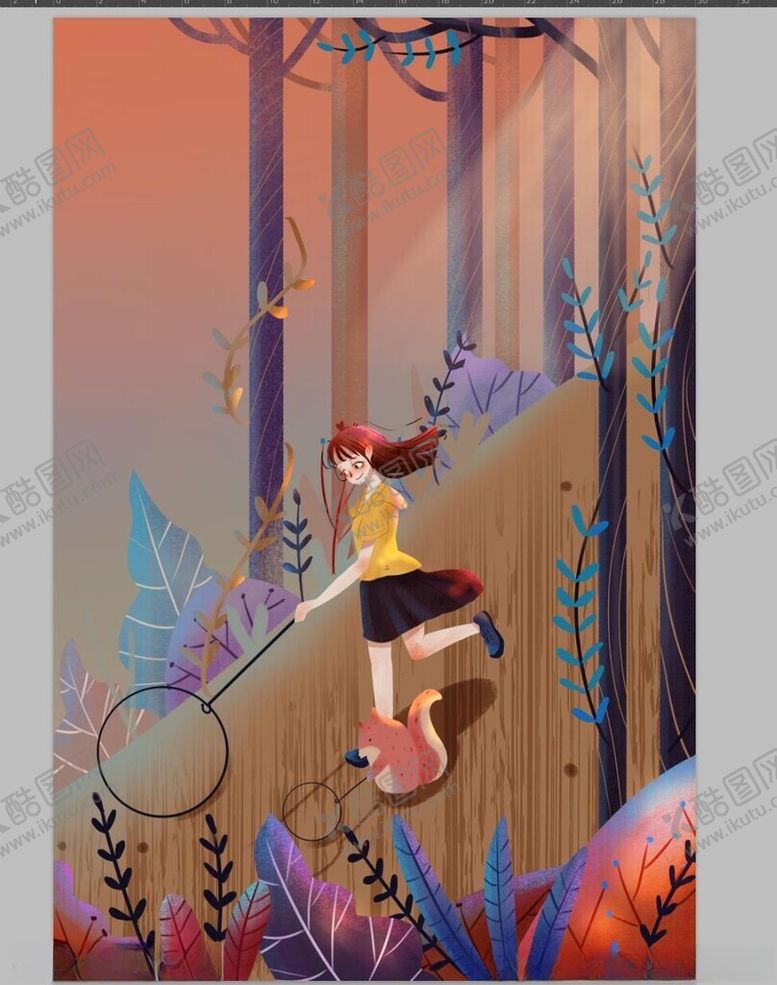 编号：90628204080004212330【酷图网】源文件下载-梦幻森林中的骑行女孩